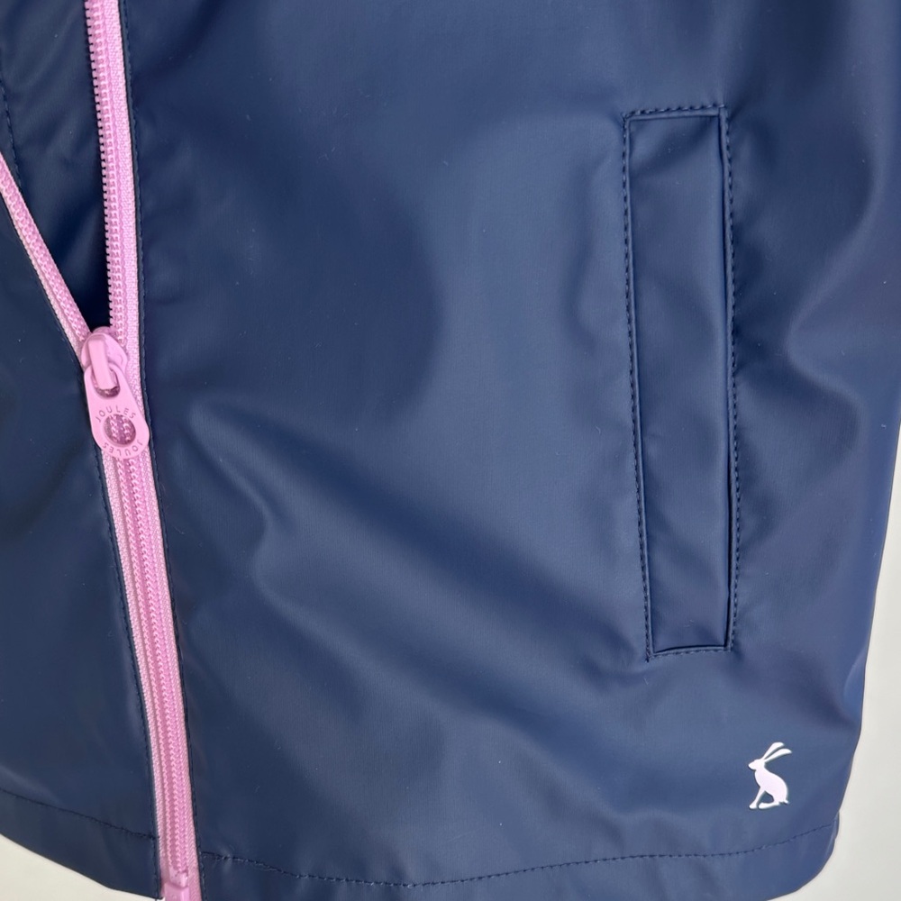 Joules Navy Blue Kids Raincoat with Pink Owl Hood - Picture 6 of 12